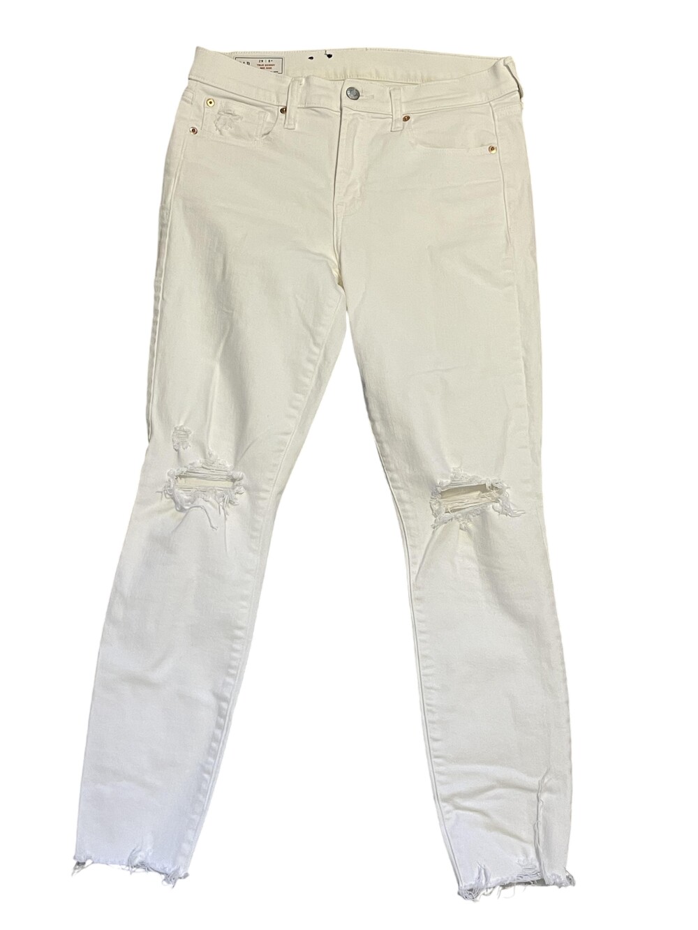 GAP Jeans Womens 8R 29 White True Skinny Mid Rise Distressed Raw Hem Stretch